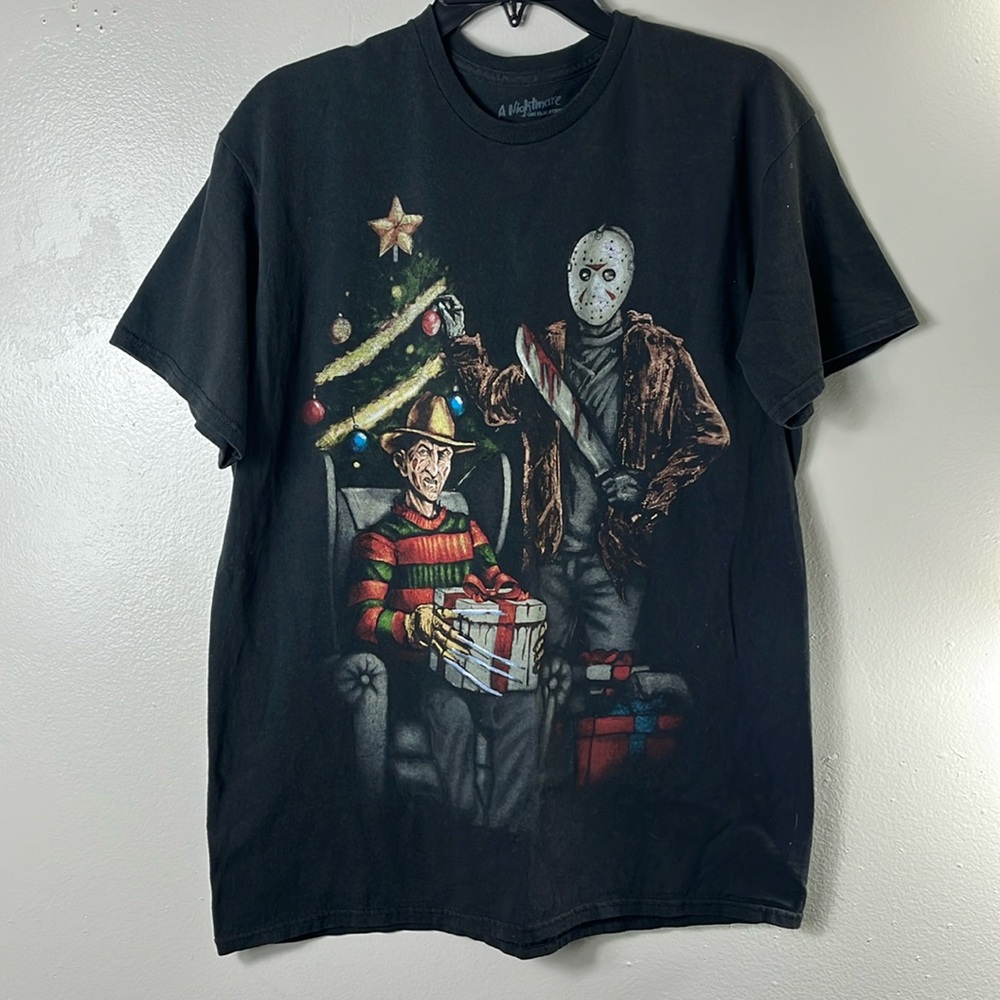 A Nightmare On Elm Street Black Freddy Vs Jason Christmas T-Shirt Men’s L